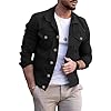 amropi Mens Denim Jacket Button Down Casual Outerwear Jean Jackets Black, L #2