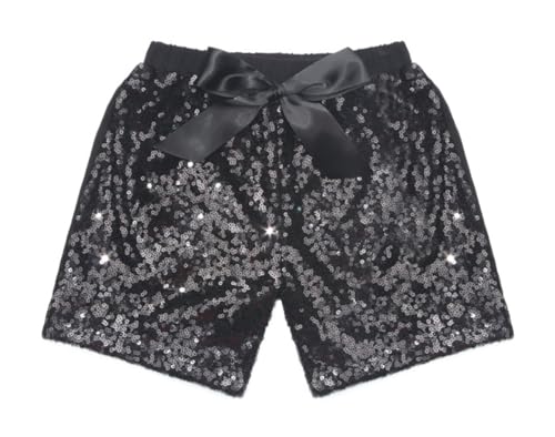Symunnia Toddler Baby Girl Sparkle Sequin Bloomers Shorts Kids Girls Cute Summer High Waist Glitter Clubwear Dance Shorts(12m,Black)