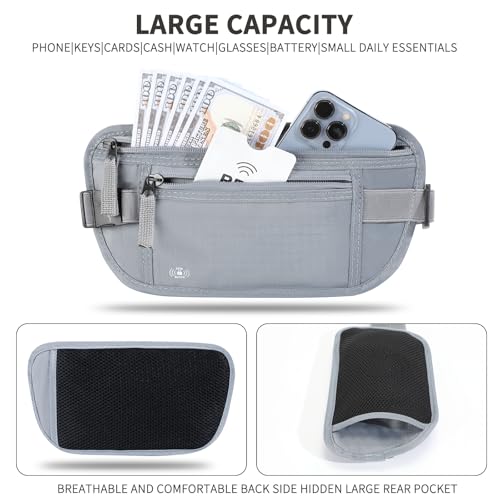Image of Money Belt for Travel, RFID Blocking, Hidden Money Belt, Passport Holder for Travel (Grey)
