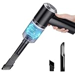 Poligono Mini Aspirapolvere per Auto Senza Filo Ricaricabile con USB, Aspirabriciole Portatile, (Potente 120W, 6000Pa, 7.4V), Nero