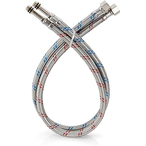 Midanya 16-Inch Long Faucet Connector, Braided Stainless Steel Supply Hose 3/8-Inch Female Compression Thread x M10 Male Connector,Bathroom Kitchen Faucet Connector,x 2 Pcs (1 Pair) Cover
