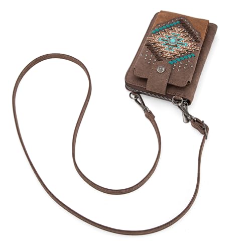 Image of Montana West Western Crossbody Phone Wallet for Women RFID Blocking Wallet Purse with Cash Slots & Zipper Pocket