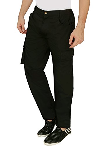 Image of ASHDAN Outdoor Solid Cargos. Regular Fit. Multi-Utility Pockets. Sturdy Polyester-Cotton Blended Cargo Trousers