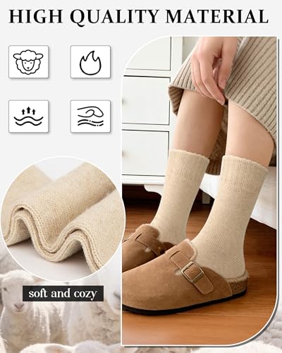 Image of Loritta Wool Socks for Women, Winter Warm Hiking Boot Socks Gifts | Classic Cozy Crew, Vintage Knit, Soft Thick House Socks, Outdoor, Christmas Gift, Stocking Stuffers for Mom Grandma Wife