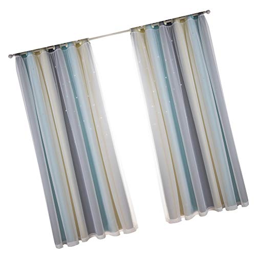 Lurrose Cortinas Opacas para Ventana 210x132 Cm Doble Capa Poliéster Degradado Beige Aislantes Térmicas para Dormitorio y Sala de Estar Pack 2 Piezas