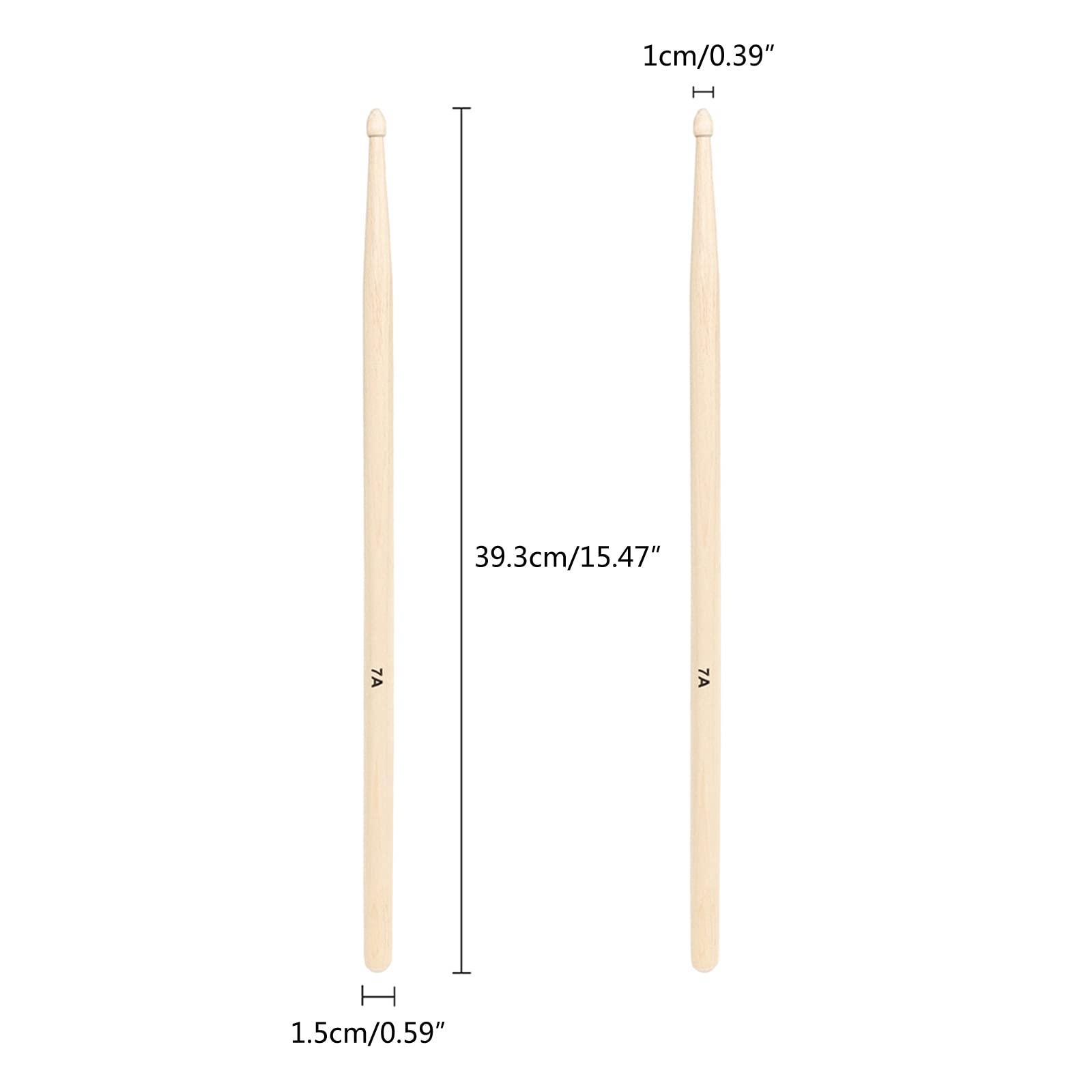 Classic-7A Drumsticks Ahorn Drumsticks, Holz Drumsticks Set, gleichbleibendes Gewicht und Tonhöhe, 12 Paar ovales Top Set mit Tasche