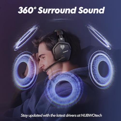 Image of NUBWO Wireless Gaming Headset with Mic for Ps5 Ps4 PC, Zero Interference, 100-Hour Battery All-Day Play, 23ms Sync​ for Fortnite & Call of Duty /FPS Gamers, Triple Mode All Devices Compatible - Gray