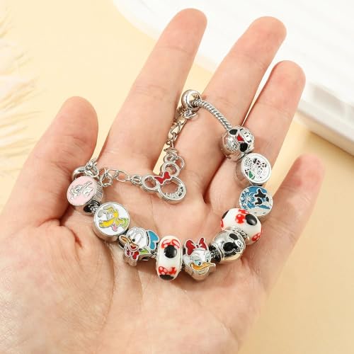 Cartoon Mouse Dog Duck Charms Bracelet, Silver Plated Anti-Tarnish Alloy, 20CM, SHAPER6813594128693