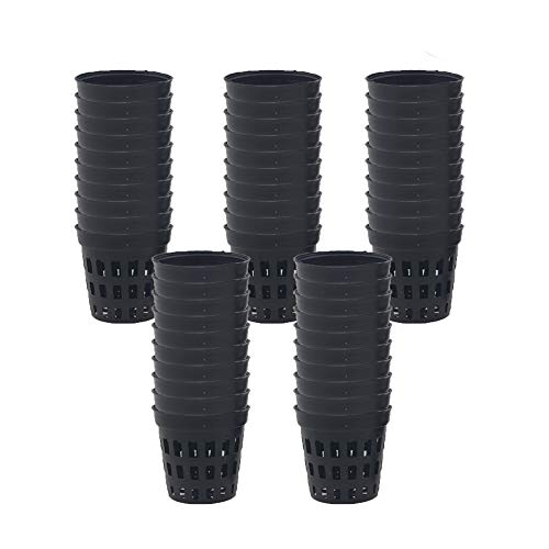 Integrity.1 Maceta de Red para Hidroponía, 50 Piezas Macetas de Red de Jardín, Red de Plástico Hidropónico, Red de Malla de Hidroponía,para Cultivo de Macetas, Plantación de Plantas de Agua(Negro)