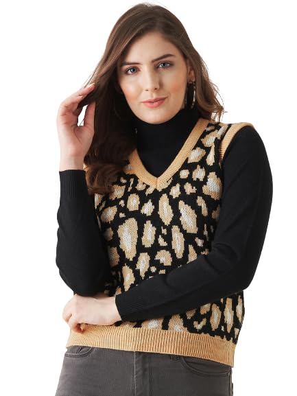 Image of Modeve Printed V Neck Sleeveless Sweater for Women||Winterwear||