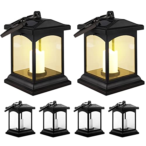 Hanging Solar Lantern Outdoor - 6 Pack Waterproof Solar Powered Lanterns Candles Lights Christmas Flickering Decoration For Patio Backyard Garden (Warm Light) #TOP24