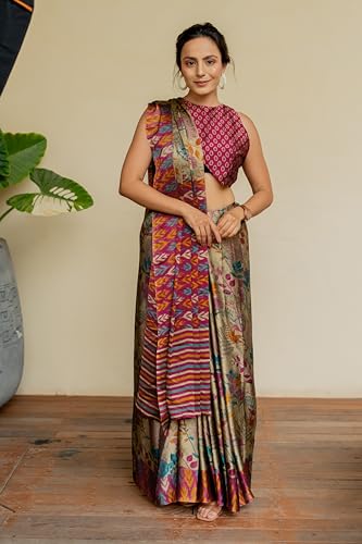 Image of MIRCHI FASHION Saree for Woman Chiffon Floral Printed | Breathable Lightweight Summer Sari for Office and Home Use with Blouse Piece (Available in 20 Colors)
