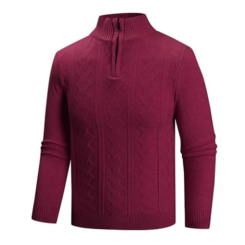 Mens Quarter Zip Pullover Sweaters Long Sleeve Knitted Fall Winter Sweater Slim Casual Warm Tops Mock Neck Polo Sweater