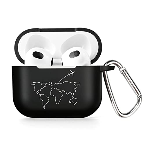 AKABEILA Custodia per AirPods 4 con moschettone, custodia morbida in TPU nera con motivo AirPods 4 2024 Custodia di ricarica AirPods 4 Generation Cover