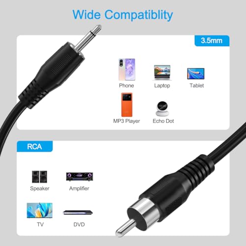 Adaptador de audio de 3.5 mm a RCA macho monoaural convertidor de conector de 1/8 4