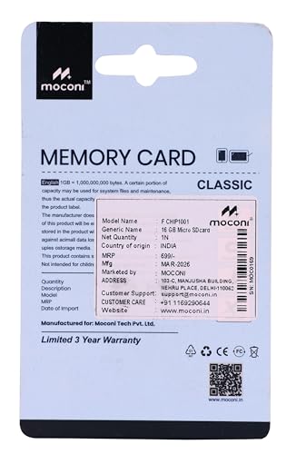Image of 16GB microSDXC Memory Card Grade U-3 /A1 /V30 Class 10, Up to 70 Mbps Reading & 60 Mbps Writing Speed with High Performance of Data Transfer (16, GB)