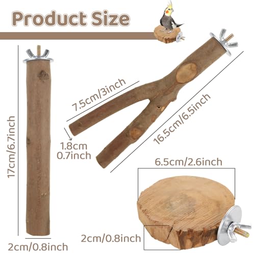 Image of 16 PCS Natural Wood Bird Perch Wooden Parrot Perch Stand Bird Cage Branches Bird Cage Accessories for Parakeets Cockatiels Parrotlets Budgies Conures Macaws Love Birds