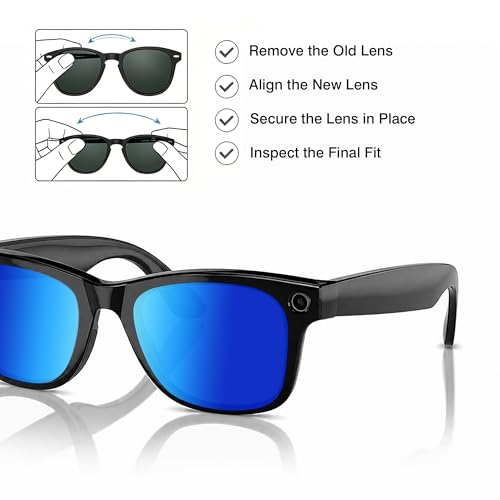 Image of YEIN Replacement Lenses for Ray-Ban Meta RW4006 /RW4012(50mm), Photochromic /Blue Light Blocking /Polarized Sunglasses Lenses