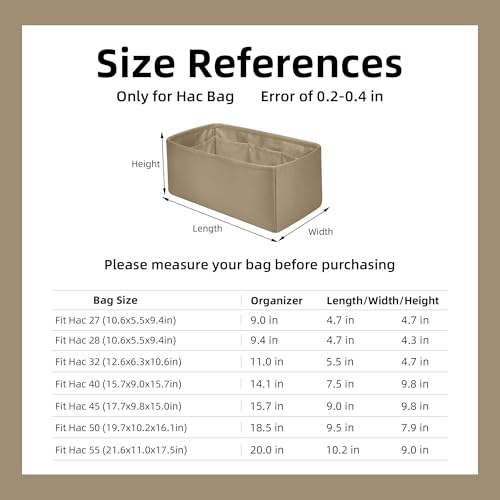 Image of DGAZ Silk Purse Organizer Insert For Hermes Hac 28 /32 /40 /45 /50 Bags, Luxury Handbag & Tote Organizer, Simplicity bag organizer(Cris tourterelle,Hac45)