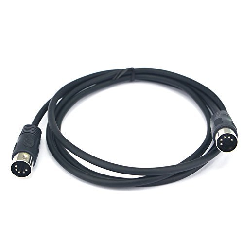 YOTENKO 5 feet 5 pin MIDI Cable Black with Keyed 5-pin DIN Connector Molded Connector Shells HIMI Cable