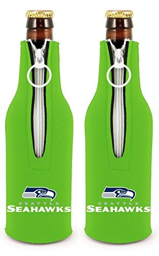 NFL Football 2014 Team Color Logo Bottle Suit Holder Cooler 2-Pack (Seattle Seahawks - Green)