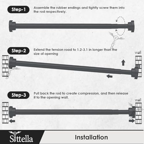 Image of SITTELLA (85Cm To 140Cm) Extendable Shower Curtain Tension Rod Non-Drilling Anti-Skid Spring Pull Rod - (Stainless Steel, Grey, 1 Piece)