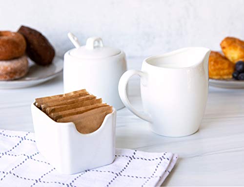 Kook Sugar And Creamer Set, 3 Piece, Pitcher, Sugar Bowl With Lid And Spoon, Sweetener Holder (White) #TOP2