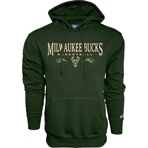 Blue 84 Milwaukee Bucks NBA Officially Licensed Hooded Sweatshirt Embroidery Basketball, Team Color, Small