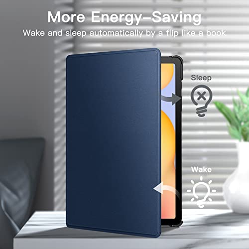 Image of JETech Folio Case for Samsung Galaxy Tab S6 Lite 10.4 inch, Navy | Multi-Angle Stand Cover, S Pen Holder, Slim Protective Cover, Auto Wake /Sleep