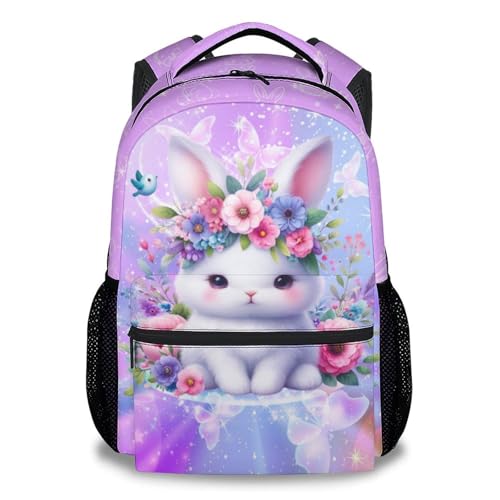 Bunny Kids Backpack for School - 17 Inch Large Capacity Backpacks for Elementary - Portable Toddler Girls Bookbag