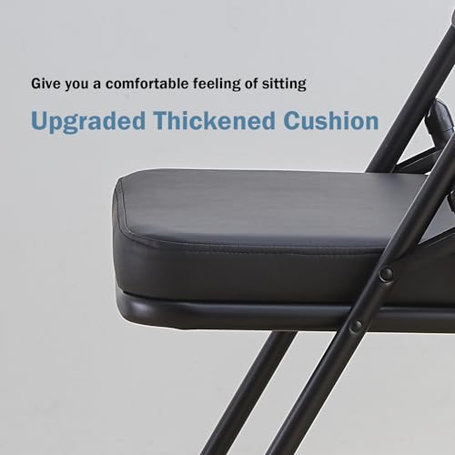 KAIHAOWIN 2 Pack Folding Chairs with Ultra Thick Padded Seat Foldable Chair Indoor Comfortable Metal Chairs with Soft Cushion-Black - Image 6