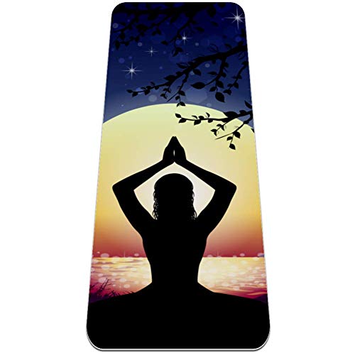 Desheze Yoga Mat Meditation Chakra (2) Pilates Mat Non-Slip Exercise Mat TPE Eco Friendly Sport Mat Thick 6mm with Yoga Carrier Bag 72x24in
