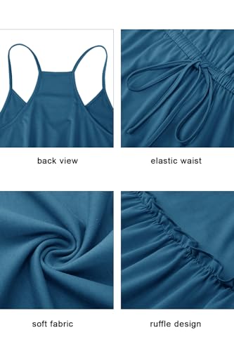 Image of Newshows Women's Summer Casual Dress Cute A Line Ruffle Hem Flattering Fit Beach Vacation Sundress