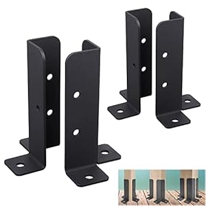4Pcs Adjustable Deck Post Anchor Base Brackets Fit 1.5×1.5,2×2,2×4,4×4 Post,Heavy Duty Reversible Wood Fence Post Base Brackets kit for Pergola Railing Mailbox