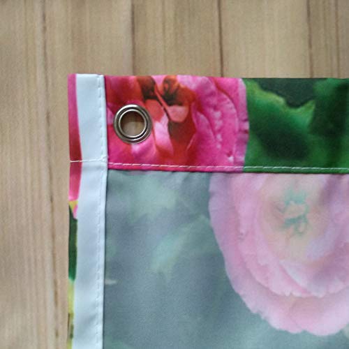 Floral Shower Curtains By Jawo 3D Rosemary Flower With Butterfly On Rustic Wooden Background Bath Curtains, 69X70 Inches, Garden Shower Curtains, Beige Pink Green #TOP5