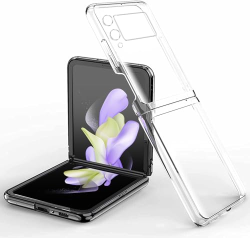 KEKBOXQ Case for Samsung Z Flip 4 5G with Camera Protection Clear Hard Shockproof Ultra Slim Fit Drop Protection for Samsung Galaxy Z Flip 4 Phone Case Cover - Transparent