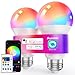 Auxmir Smart Gl&uuml;hbirne E27, LED Lampe Dimmbar mit 16 Mio. RGB Farben 100+ Modi Musiksyn, WiFi & Bluetooth Unterst&uuml;tzt APP, Alexa, Google Assistant, 10W 800LM Energiesparend f&uuml;r Smart Home, 2 St&uuml;ck