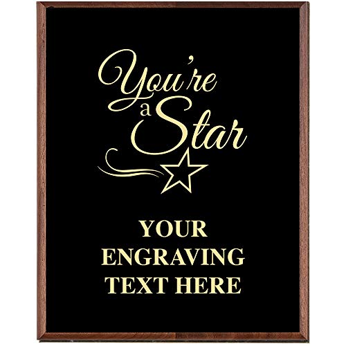 Crown Awards Corporate Above and Beyond Plaques - 7 x 9 You're A Star Gold Etched Recognition Trophy Plaque Award Prime