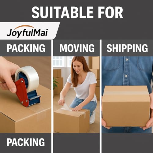 JoyfuIMaiMaiMai Clear Packing Tape, 6 Rolls 1.88inches Wide, 65 Yards Per Roll, 390 Total Yards Tape for Shipping Packaging Moving Sealing, Thicker Clear Packing Tape, (2.7Mil x 1.88\" x 65Yds) - Thumbnail 6