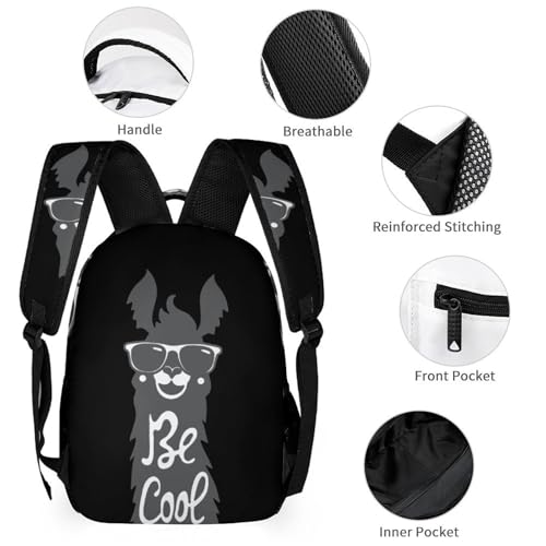Be Cool Llamas Funny Backpack Set Lunch Bag Pencil Case Makeup Bag 3 in 1 for Men Women Travel3