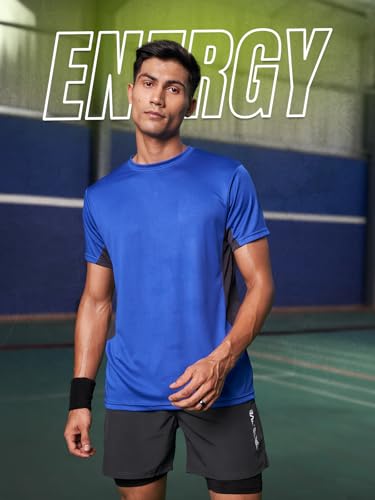 Image of FitMonkey Sports Breathable Crew Neck Dry Fit T Shirt | Regular Fit Cut & Sew T Shirt for Men |Sport T Shirt for Men |Quick Dry Technology with Moisture Control |Lightweight