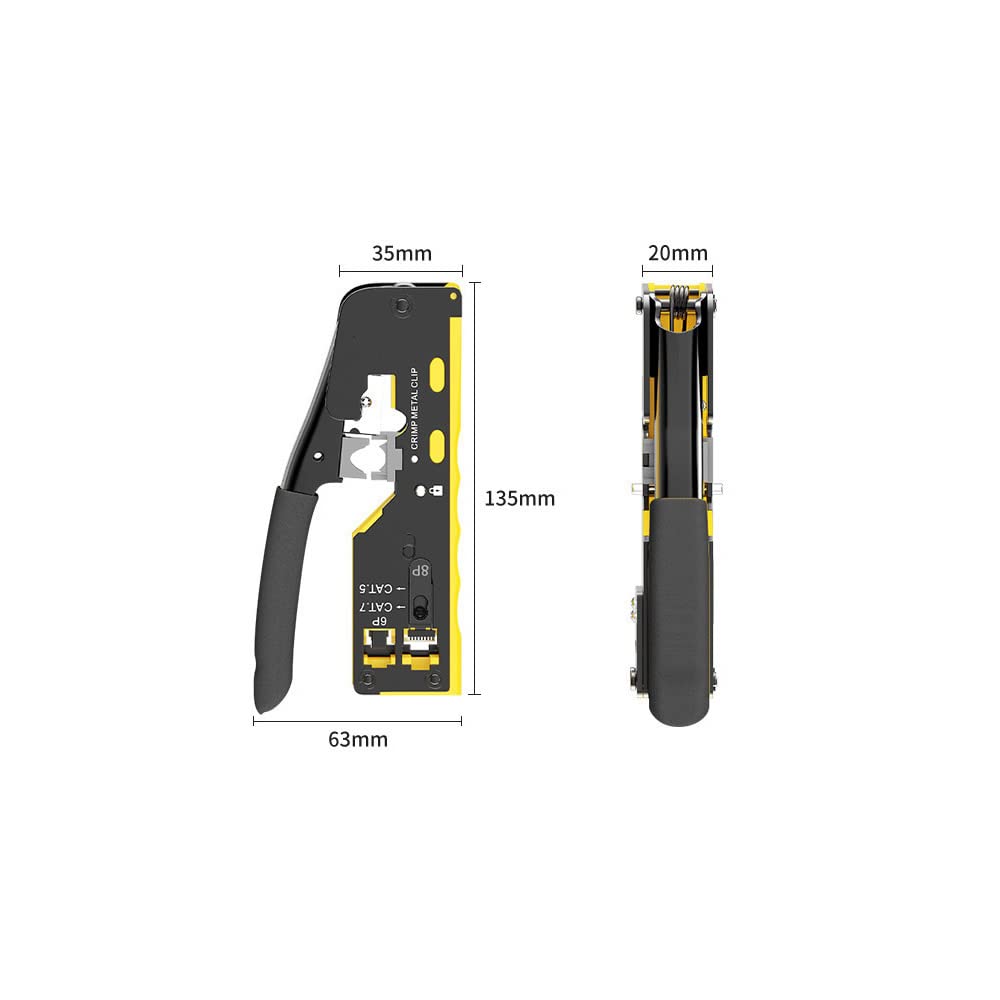 Narzędzie do zaciskania przelotowego RJ45, RJ45 Cat5 Cat6 Cat7, narzędzie do zaciskania RJ11, narzędzie do zaciskania kabli sieciowych Ethernet, modułowy sprzęt do zaciskania mini szczypce