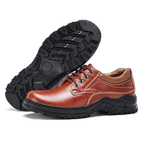 Men' S Leather Hiking Oxford Shoes Casual Round Toe Non-Slip Lace-Up Outdoor Hiking Shoes Suitable for Driving Work2