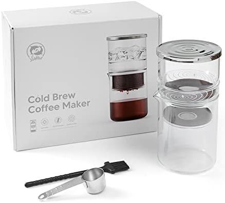 RECAFIMIL Cold Brew Coffee Maker 10Ten oz, Dripper Iced Coffee Brewer Maker with Adjustable Water Flow, Stainless Steel Filter, Borosilicate Glass For Home & Office Use