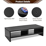 Youyijia Wood Monitor Desk Stand Riser,2 Tiers Computer Monitor Riser,Computer Stand,Laptop Stand with Storage Shelf for Home and Office,Black(W500x D200 x H132mm) - Image 3