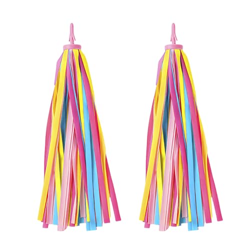 Clydewy 1 Paire Accessoire Velo Enfant Rubans DéCoratifs pour Guidon De VéLo Et Trottinette Enfant Franges ColoréEs en PVC Et Polyester RéSistantes Et...