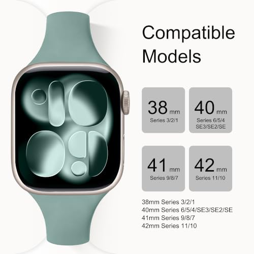 Image of Lerobo 6 Color Pack Bands Compatible with Thin Apple Watch for Women 42mm 40mm 41mm 38mm, Slim Narrow Sport Strap for iWatch Apple Watch Series 11 10 9 8 7 6 5 4 SE 3 2 1