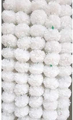Darbar Home Decor Decorative Artificial Fluffly Marigold/Genda Ladi Flower Garland for Home/Office Decoration White Color Pack of 10
