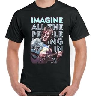 John Lennon T-Shirt, Imagine Guitar Peace Hippie Psychedelic Tee Top - Les Beatles, Paul McCartney, John Lennon, RIngo Starr, George Harrison