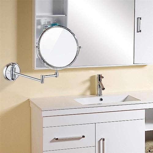 Miroir de maquillage mural double face 8 pouces grossissement 7X chrome - 4